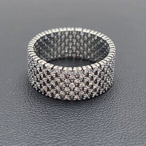 Pandora Mesh Sterling Silver Sparkling Heraldic Ring Size  7.5
